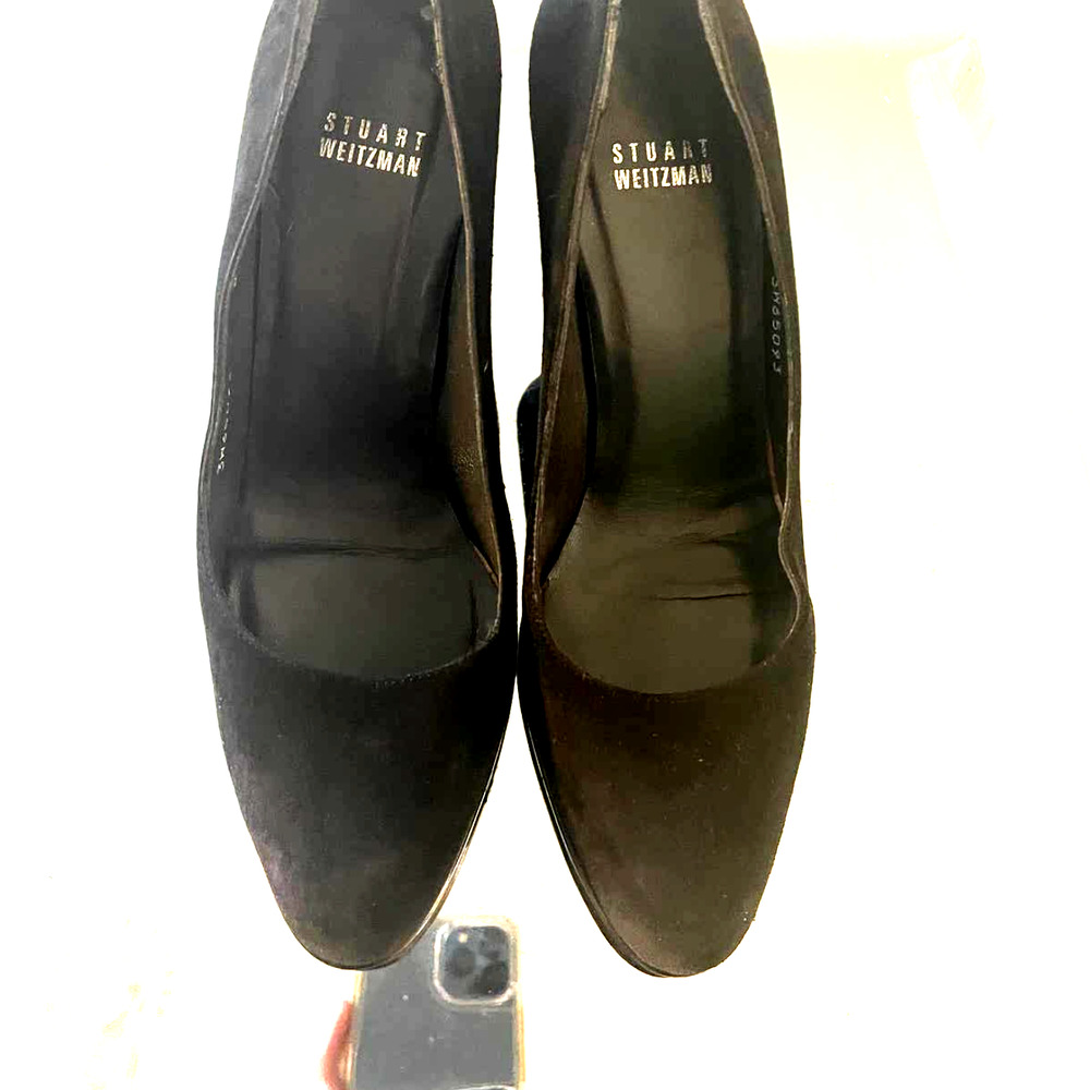 Stuart Weitzman Black Suede Platform 3" Heels Pum… - image 1